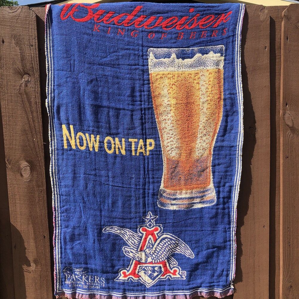 Budweiser King Of Beers Now On Tap Tapestry Hanging Decor Or Throw Blanket
